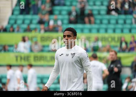 31 juillet 2025 ; Easter Road, Édimbourg, Écosse : UEFA Europa League, deuxième tour de qualification, deuxième manche, Hibernian contre Midtjylland ; Hyeokkyu Kwon de Hibernian WARMS Up Banque D'Images
