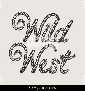 Design de lettrage de corde Wild West Illustration de Vecteur