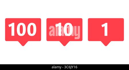 Les numéros de notification s'affichent. Alertes sur les réseaux sociaux. Vecteur de nombre de messages. Graphique de l'activité d'engagement. Illustration de Vecteur