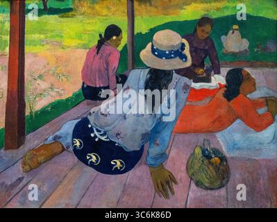 Tableau appelé la Siesta par Paul Gauguin au musée d'art MET DE New York Banque D'Images