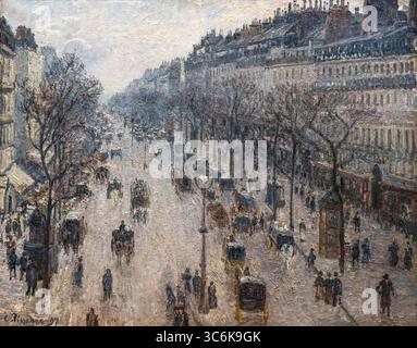 Tableau appelé le Boulevard Montmartre un matin d'hiver par Camille Pissarro au musée d'art de New York MET Banque D'Images