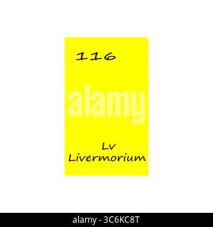 Icône d'élément Livermorium. Cent seize numéros. Tableau périodique vectoriel. Symbole chimique LV. Illustration de Vecteur