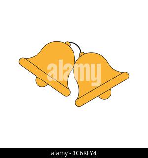 Icône cloches dorées. Symboles de vacances brillants. Décoration jingle de Noël. Illustration festive vectorielle. Illustration de Vecteur