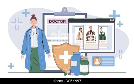 Sélection du profil du médecin concept médical. Illustration vectorielle Illustration de Vecteur