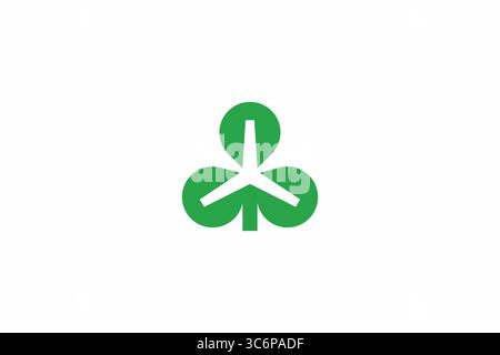 Shamrock Windmill logo Résumé nature Green Renewable Energy concept Illustration de Vecteur