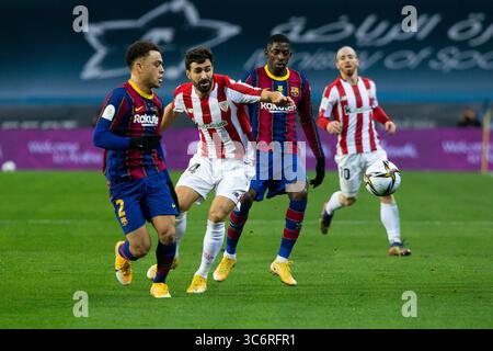 17 janvier 2021, Séville, SÉVILLE, ESPAGNE : Sergino Dest de Barcelone lors de la finale de Supercoupe espagnole entre le Futbol Club Barcelona et l'Athletic Club Bilbao au stade la Cartuja le 17 janvier 2021 à Séville, Espagne. (Crédit image : © Joaquin Corchero/AFP7 via ZUMA Wire) Banque D'Images