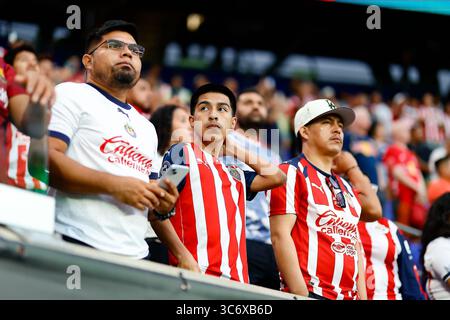 Harrison, NJ, États-Unis. 31 juillet 2025. Avant le match, les fans regardent le Sports Illustrated Stadium à Harrison, NJ Les Red Bulls de New York battent Chivas de Guadalajara 1-0. Shaquan Woody/Cal Sport Media/Alamy Live News Banque D'Images