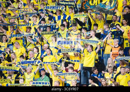 Broendby, Danemark. 31 juillet 2025. Les fans de football de Broendby SONT vus sur les tribunes lors du match de qualification de l'UEFA Conference League entre Broendby IF et Havnar Boltfelag au Broendby Stadion à Broendby. Crédit : Gonzales photo/Alamy Live News Banque D'Images