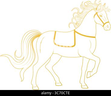 Illustration vectorielle de ligne d'or de cheval Illustration de Vecteur