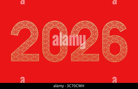 Couverture rouge pour l'année chinoise du cheval 2026 Illustration de Vecteur