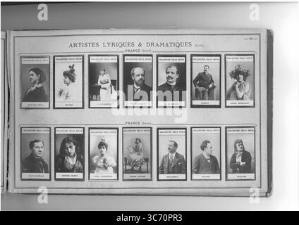 COLLECTION FELIX POTIN ARTISTES LYRIQUES & DRAMATIQUES (ligne supérieure gauche-droite) FRANCE : Madame Patti (Adelina 1843 1867 1859 - Rejane (Gabrielle-Charlotte) 1856 1865-1903 1853 - Madame Reichenberg (Suzanne) 1853 1851 - Reszke (Edouard de) 1856 - Reszke (Jean de) 1853 - Romain 1858 - Sarah-bernhardt (Rosine) 1844 (ligne inférieure gauche-droite) FRANCE : SWaint-Germain (Gilles de) 1833-1899 - Segond-Weber (Eugenime 1827-1896 Banque D'Images