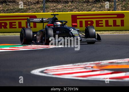 01 BADOER Brando (ita), Prema Racing, Dallara F3 2025, action lors de la 9ème manche du Championnat FIA de formule 3 2025 du 1er au 3 août 2025 sur le Hungaroring, à Mogyorod, Hongrie - photo Julien Delfosse / DPPI Banque D'Images