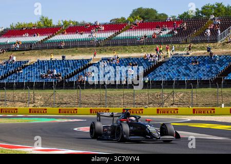 01 BADOER Brando (ita), Prema Racing, Dallara F3 2025, action lors de la 9ème manche du Championnat FIA de formule 3 2025 du 1er au 3 août 2025 sur le Hungaroring, à Mogyorod, Hongrie - photo Julien Delfosse / DPPI Banque D'Images