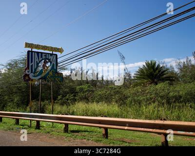 4 janvier 2021 - Haleiwa, Oahu, Hawaii, USA - Haleiwa Town signe. (Crédit image : © Shalan Stewart/ZUMA Wire/ZUMAPRESS.com) Banque D'Images