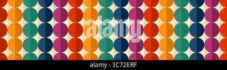Motif rétro sans couture cercles colorés dans un style plat. Vecteur été 70s modèle de cercle de rangée arc-en-ciel. arrière-plan d'illustration arc-en-ciel rétro art des années 80 Illustration de Vecteur