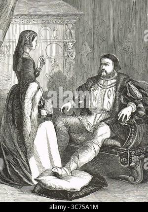 Henry VIII assis avec Catherine Parr Banque D'Images