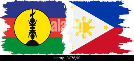 Philippines et Nouvelle-Calédonie grunge drapeaux connexion, vecteur Illustration de Vecteur
