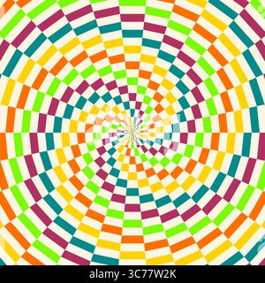 Rafale de soleil rétro ou tourbillon de rayon de soleil avec un style pixelisé coloré dans la conception estivale. Banque D'Images