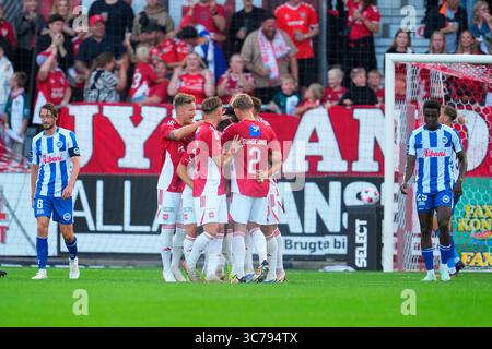 Vejle, Danemark. 01 août 2025. Vejle Boldklub moeder OB i Superligaen paa Vejle Stadion fredag den 1. août 2025. Crédit : Ritzau/Alamy Live News Banque D'Images