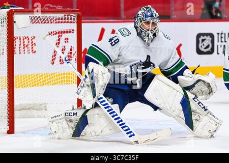 01 février 2021 : le gardien des Canucks de Vancouver Braden Holtby (49) suit le match des Canucks de Vancouver contre le match des Canadiens de Montréal au Centre Bell à Montréal, Québec. David Kirouac/CSM(image de crédit : &copy ; David Kirouac/CSM via ZUMA Wire) Banque D'Images