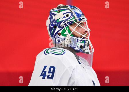 01 février 2021 : regardez le gardien des Canucks de Vancouver Braden Holtby (49) lors du match des Canucks de Vancouver contre le canadien de Montréal au Centre Bell à Montréal, Québec. David Kirouac/CSM(image de crédit : &copy ; David Kirouac/CSM via ZUMA Wire) Banque D'Images