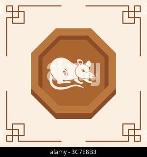 Symbole du zodiaque du rat chinois. Vecteur Illustration de Vecteur