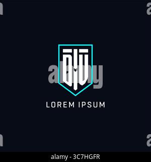 Style géométrique de forme de bouclier de logo Monogram DV avec graphique vectoriel de conception de logo initial créatif simple Illustration de Vecteur