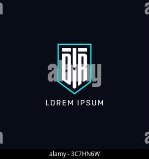 Style géométrique de forme de bouclier de logo Monogram DR avec graphique vectoriel de conception de logo initial créatif simple Illustration de Vecteur