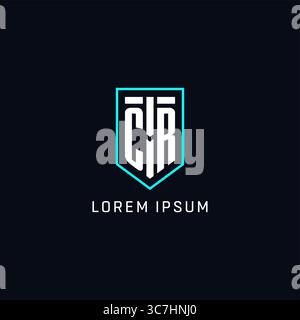 Style géométrique de forme de bouclier de logo monogramme CR avec graphique vectoriel de conception de logo initial créatif simple Illustration de Vecteur