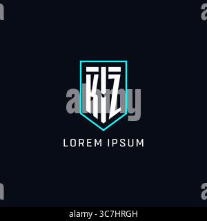 Style géométrique de forme de bouclier de logo Monogram KZ avec un graphique vectoriel de conception de logo initial créatif simple Illustration de Vecteur