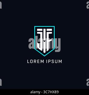 Style géométrique de forme de bouclier de logo Monogram JF avec un graphique vectoriel de conception de logo initial créatif simple Illustration de Vecteur
