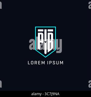 Style géométrique de forme de bouclier de logo Monogram PB avec un graphique vectoriel de conception de logo initial créatif simple Illustration de Vecteur