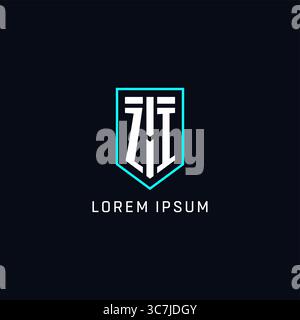 Style géométrique de forme de bouclier de logo Monogram ZI avec graphique vectoriel de conception de logo initial créatif simple Illustration de Vecteur