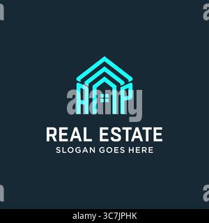 Lettre initiale AP toit logo immobilier avec graphique vectoriel graphique de vecteur de style de logo créatif et moderne Illustration de Vecteur