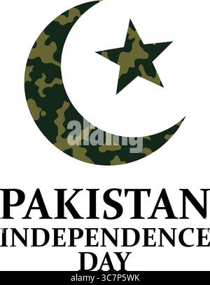 Une illustration graphique frappante représentant un croissant de lune et une étoile dans un motif camouflage, symbolisant la fierté nationale. Illustration de Vecteur