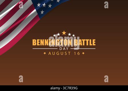 Bannière patriotique Bennington Battle Day avec drapeau américain et fond dégradé Illustration de Vecteur