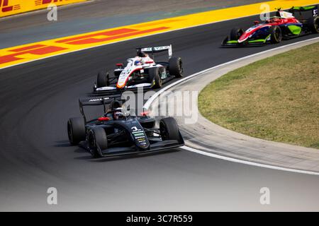 01 BADOER Brando (ita), Prema Racing, Dallara F3 2025, action lors de la 9ème manche du Championnat FIA de formule 3 2025 du 1er au 3 août 2025 sur le Hungaroring, à Mogyorod, Hongrie - photo DPPI Banque D'Images
