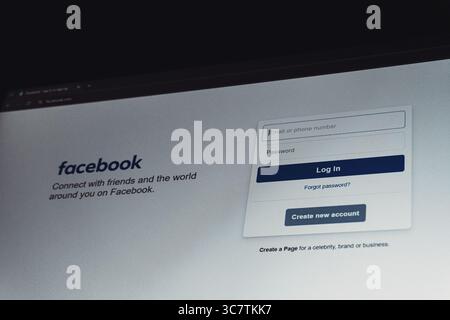 Écran de connexion Facebook Banque D'Images