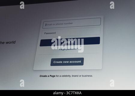 Écran de connexion Facebook Banque D'Images