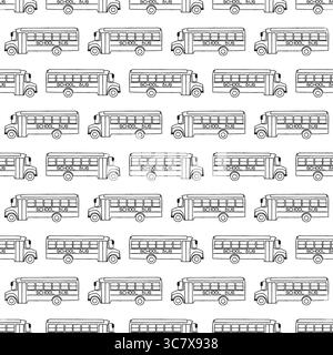 Motif sans couture avec bus scolaires, motif rentrée Illustration de Vecteur