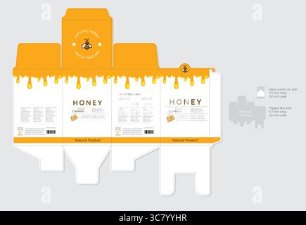Modèle de conception de boîte d'emballage de miel élégant Illustration de Vecteur
