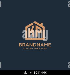 Lettre initiale KP logo avec graphique vectoriel de conception d'icône de forme de maison minimaliste simple Illustration de Vecteur