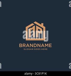 Lettre initiale MP logo avec graphique vectoriel de conception d'icône de forme de maison minimaliste simple Illustration de Vecteur