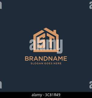 Lettre initiale ST logo avec graphique vectoriel de conception d'icône de forme de maison minimaliste simple Illustration de Vecteur