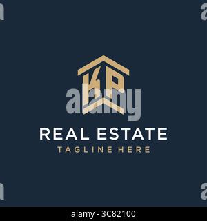 Logo KP initial pour l'immobilier avec des idées de conception de logo d'icône de toit de maison simple et créative vecteur graphique Illustration de Vecteur