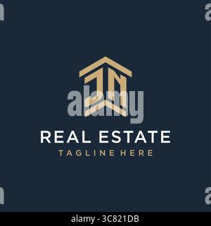 Logo initial de JN pour l'immobilier avec des idées de conception de logo de toit de maison simple et créative vecteur graphique graphique Illustration de Vecteur