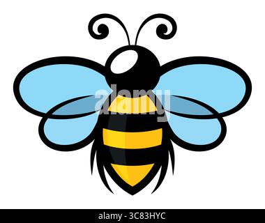 Un symbole de l'abeille stylisée volante. Illustration de Vecteur