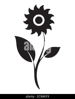 Élégant Sunflower Silhouette Vector Icon Creative Floral Design élément pour les projets de nature estivale et illustration végétale botanique minimaliste Illustration de Vecteur