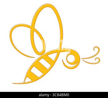 Un symbole de l'abeille stylisée volante. Illustration de Vecteur