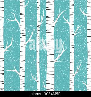 Fond sans couture avec forêt de bouleau d'hiver. Illustration de Vecteur